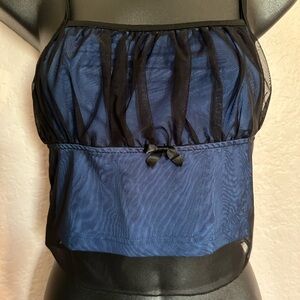 Shein Sheer Black and Blue Top with Bow Detail
